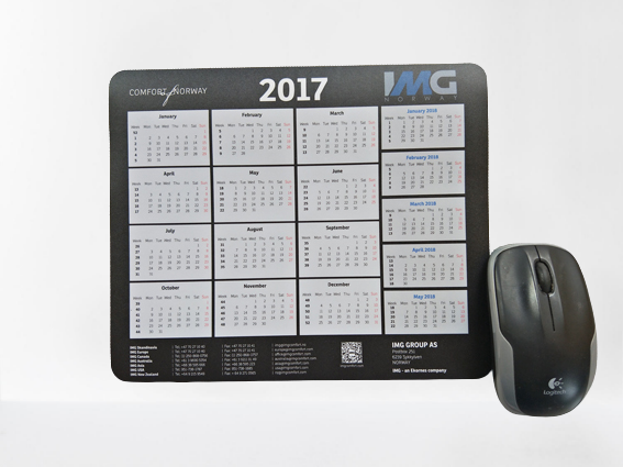 It's a picture of a PVC mouse pad with calendar