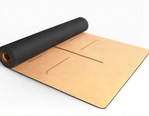 Yoga Mat with cork top and natural rubber base